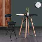 Modern White Folding Breakfast Kitchen Bar Stool with Backrest and Footrest Counter Height High Chair(Black+White,65cm/26inch)