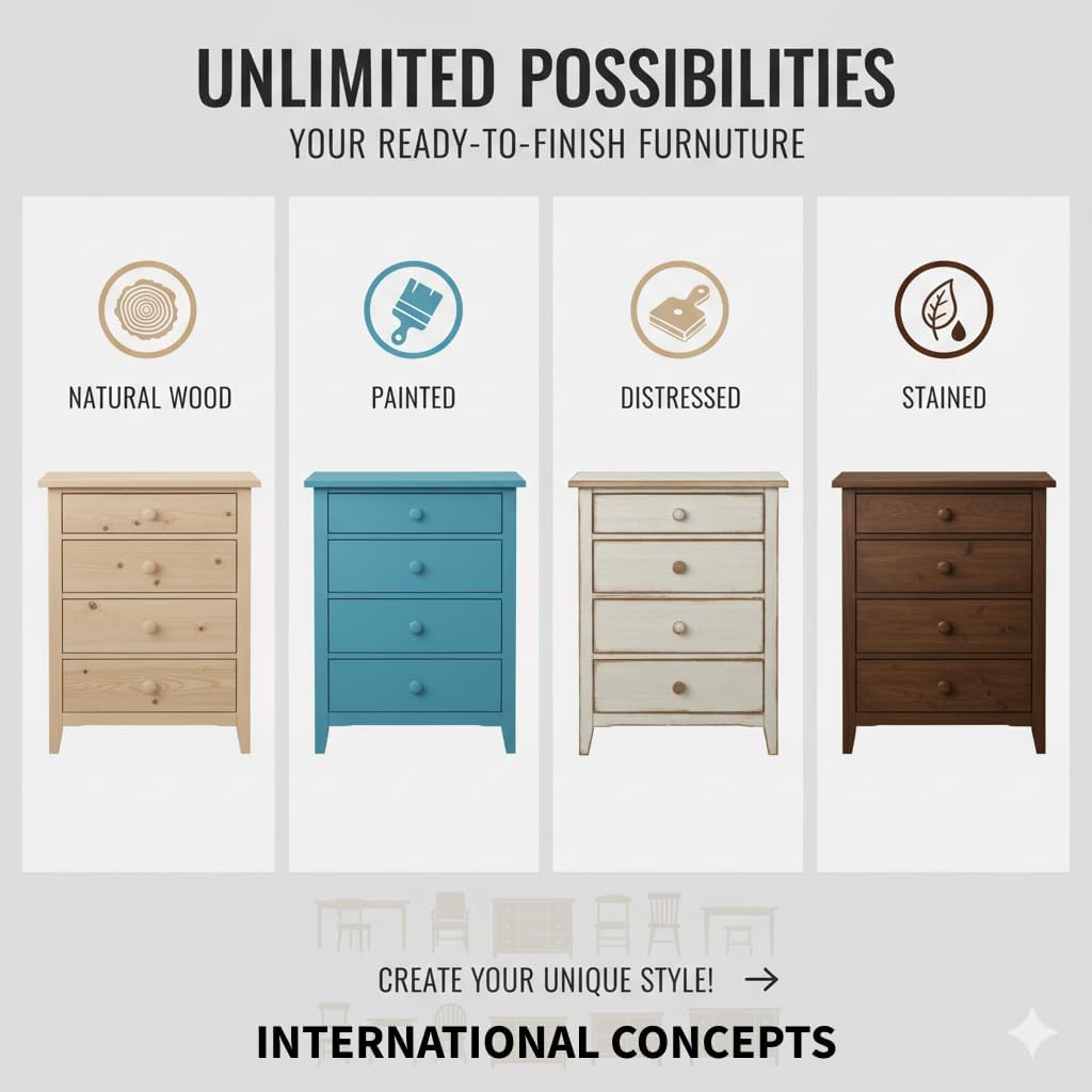 Solid Wood Hall Cupboard - 34" H, Unfinished