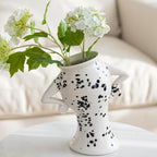 COTYNI Ceramic Vase with Attitude, Unique Flower Vase for Home Decor, Sassy Decorative Vase for Flowers, Cute Boho Vase for Bookshelf Decor, Vintage Quirky Electic Funky Decor for Living Room