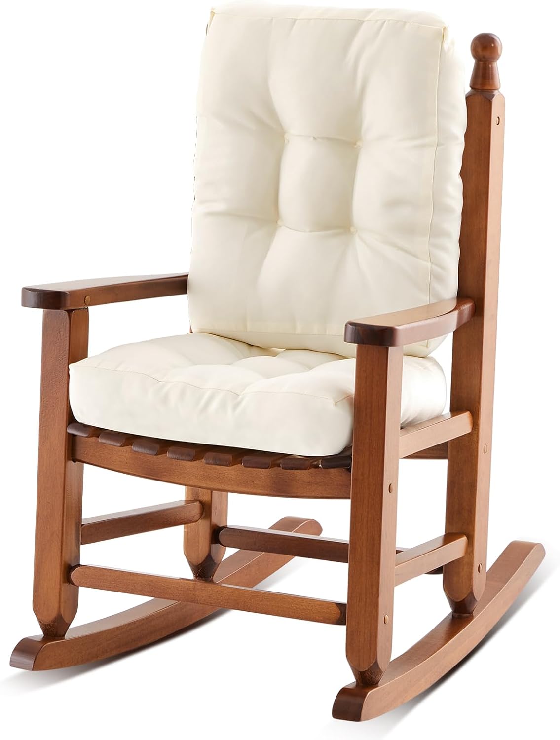 Yalikop Kids Rocking Chair Cushion Pad Set Toddler Rocking Chair Indoor Outdoor Wooden Rocker Child Patio Rocker for Porch Balcony Lawn Indoor Outdoor(Brown,Ages 2-5)