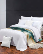 Teal Brown Bed Runners for Queen Size Beds, Decorative Bed Throws for Foot of Beds, Luxury Bedding Protector Slipcover Retro Contemporary Abstract Art Bedrunners & Scarves for Bedroom Hotel, 94"x20"