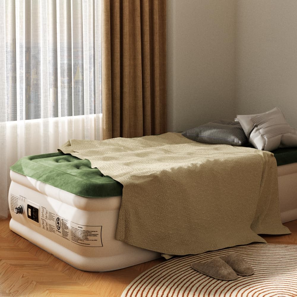 Zearna Air Mattress with Built in Pump - Upgraded Twin Blow Up Mattress, 2 Mins Quick Self Inflatable,18"/550lbs Max, Strong Support, for Camping,Home,Guests,Portable Travel