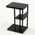 King Oasis 3-Tier Black Metal Side Table - Industrial End Table & Nightstand with Adjustable Feet, 80LB Sturdy Small Bedside Table Storage Shelf for Living Room, Bedroom, and Small Spaces