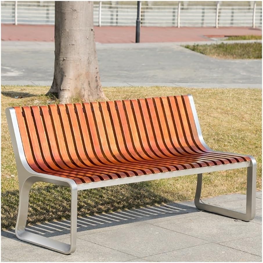 Outdoor Bench, Wood Backrest Park Bench, 2-Person Outdoor Leisure Seating for Park & Residential Garden Bench(180cm)
