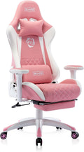 S*MAX Gaming Chair with Footrest Thicken Seat Ergonomic Gaming Chair with 3D Armrest PU Leather Gamer Chairs for Adults Headrest Lumbar Support Gaming Chairs for Adults Pink Large