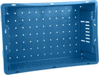 Hudson Exchange 20 x 13 x 5.6" (4 Pack, 4.5 Gallon) Agricultural Nest and Stack Vented Crate Handled Storage Container Tote, Blue
