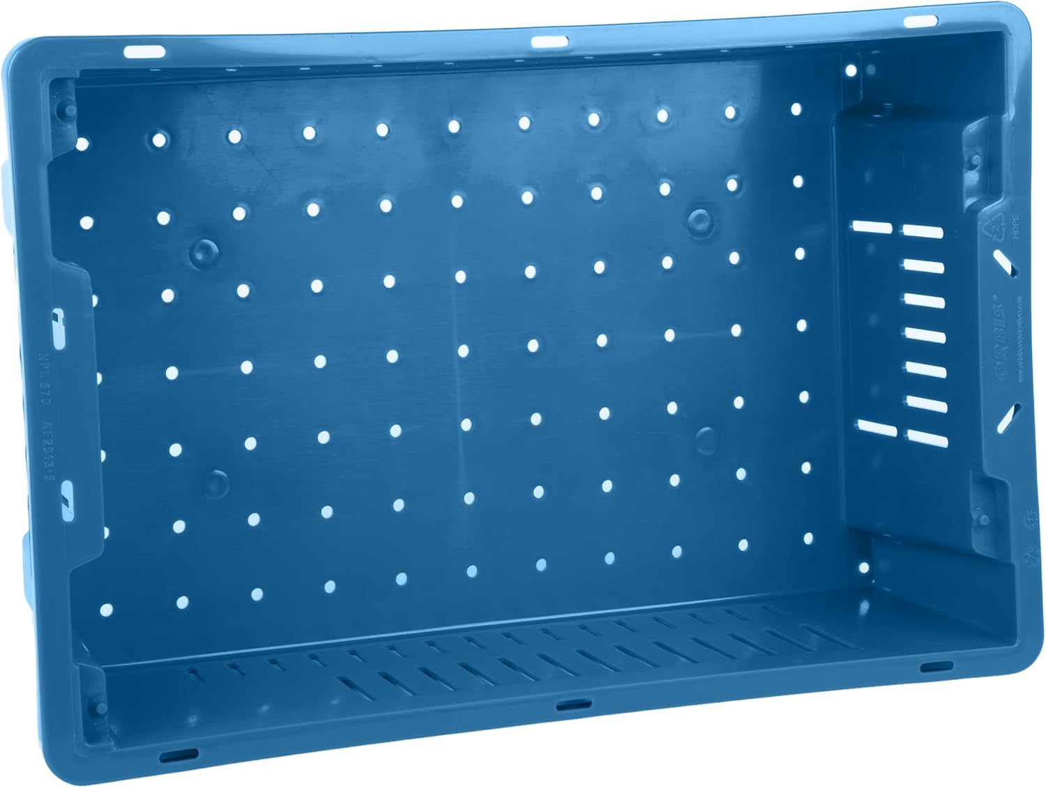 Hudson Exchange 20 x 13 x 5.6" (4 Pack, 4.5 Gallon) Agricultural Nest and Stack Vented Crate Handled Storage Container Tote, Blue