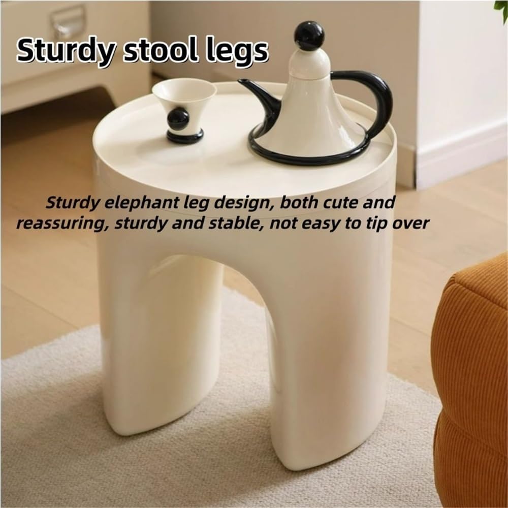 Small Round Plastic Side Tables, Modern and Minimalist Bedside Table, End Table for Home, Creative Couch Table Use in Living Room, Bedroom and Balcony(Purple)