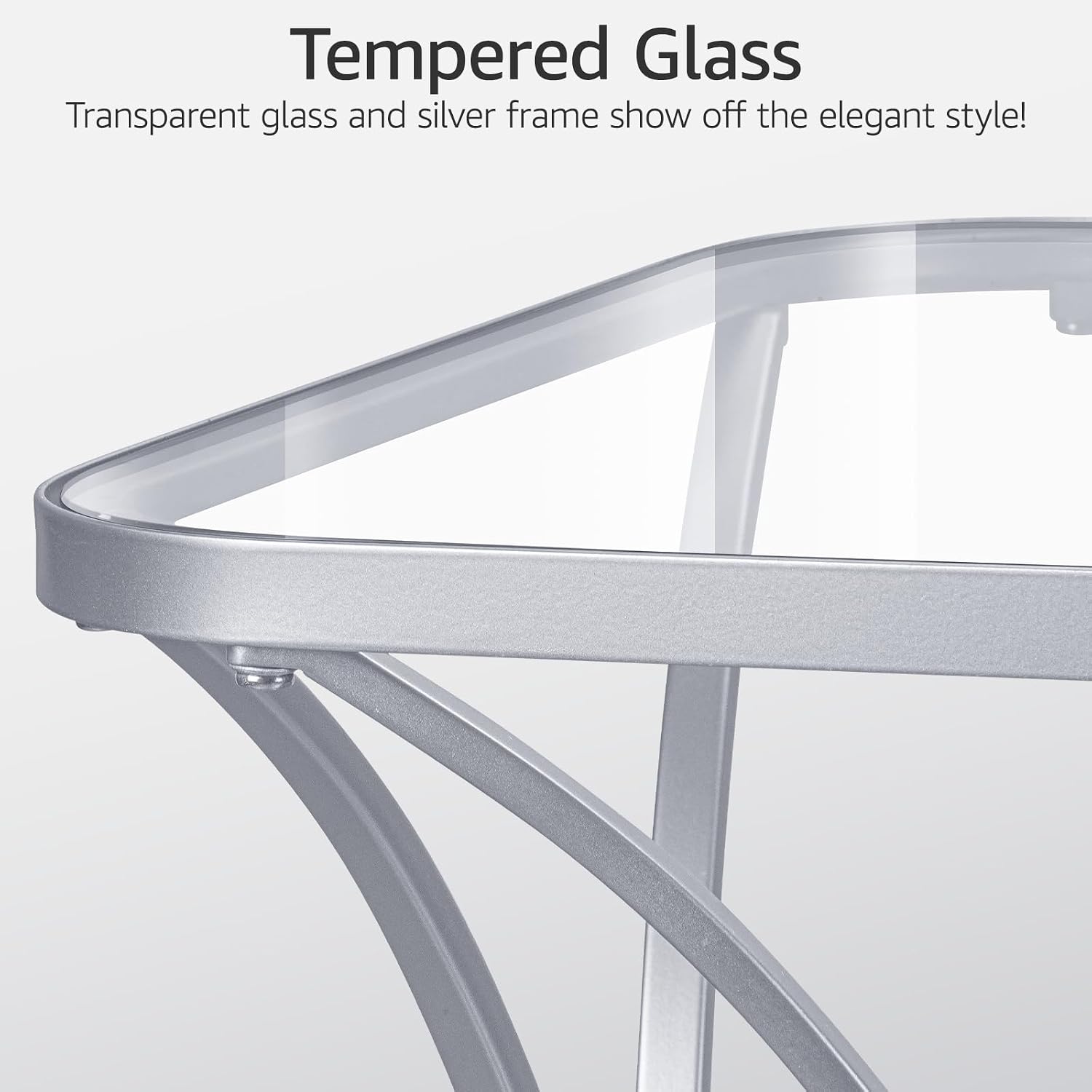 19.68" Square End Table with Tempered Glass Top, Stylish X-Shaped Metal Frame, Living Room Coffee Table, Sofa Side Table, Accent Tables for Small Spaces, Modern Bedside Table (Silver)
