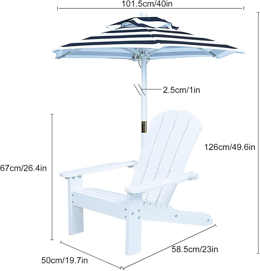 Kids Lounge Chair Outdoor, Toddler Wood Pool Lounger Chairs w/Canopy, Weather Resistant Outdoor Patio Lounge Chair for Beach, Backyard, Lawn(Green)