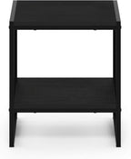 Furinno Camnus Side Table, 2-Tier Black End Table with Metal Frame, Square Night Stand with Open Shelf, Bedside Table, Easy Assembly, for Living Room, Bedroom, Dark Americano