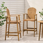 Saiveina Outdoor Acacia Wood Adirondack Barstools, Set of 2, Natural Stained