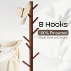 WANGMUXIA 2 PCS Coat Rack, Freestanding Coat Rack with 8 Hooks and 3 Adjustable Size Tree Coat Racks for Bedroom, Hallway, Entrance, Office, for Hats, Coats, Scarves, Handbags