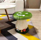 Small Mushroom Shape Ottoman, Outdoor Garden Resin Decorative Mushroom Stool, Resin Creative Sculpture Decoration, Patio Decor(Green)