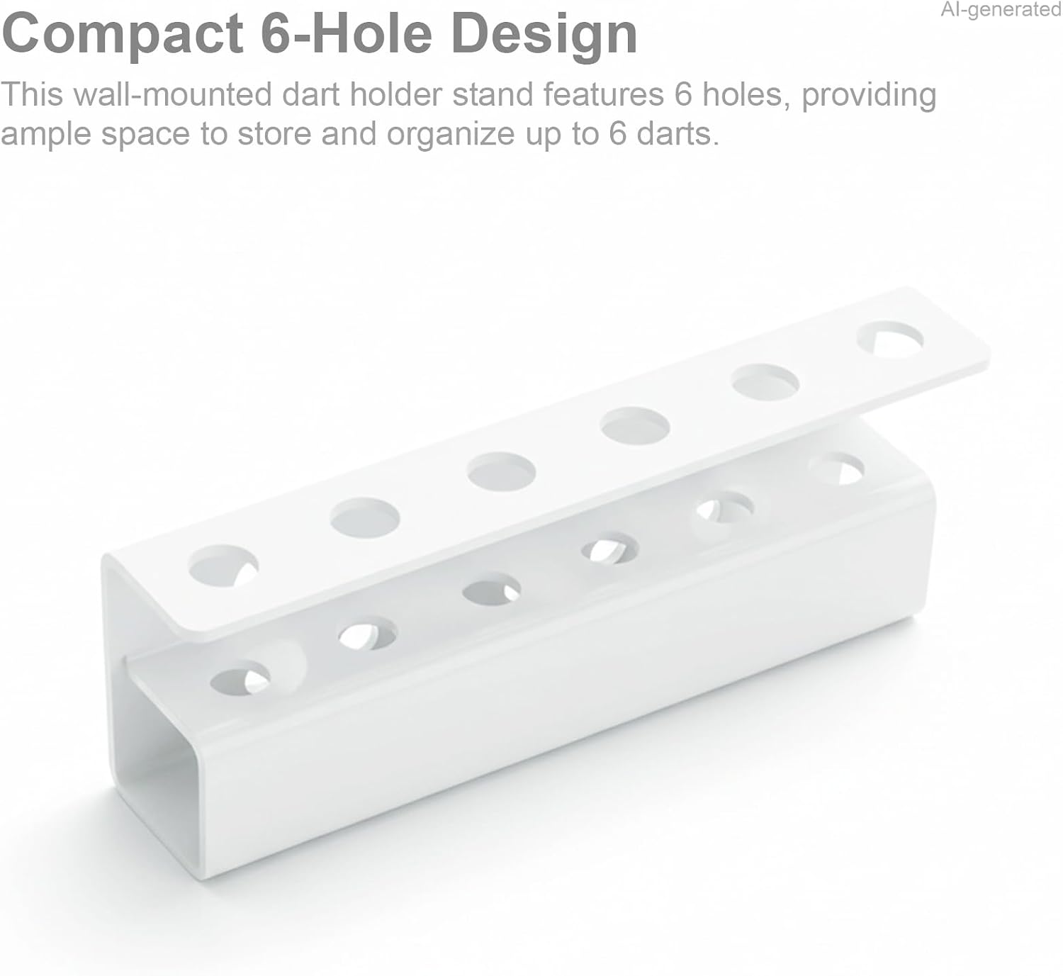 Rectangular Wall-Mounted 6-Hole Dart Holder Stand - Presentation Darts Rack for Display and Storage, Excellent Dart Board Accessories