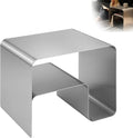 Minimalist Stainless Steel End Table, Modern Metal Frame Side Table and Sofa Table, Silver Accent Coffee Table, Elegant Small Nightstand with Magazine Rack Storage for Living Room Bedroom Office