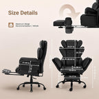 Big and Tall Office Chair with Flip Armrests for Pets and Cross Legged Sitting, Reclining Ergonomic Computer Desk Chair with Foot Rest, Wide Seat PU Leather Executive Chair, 135° Recline Silent Wheels