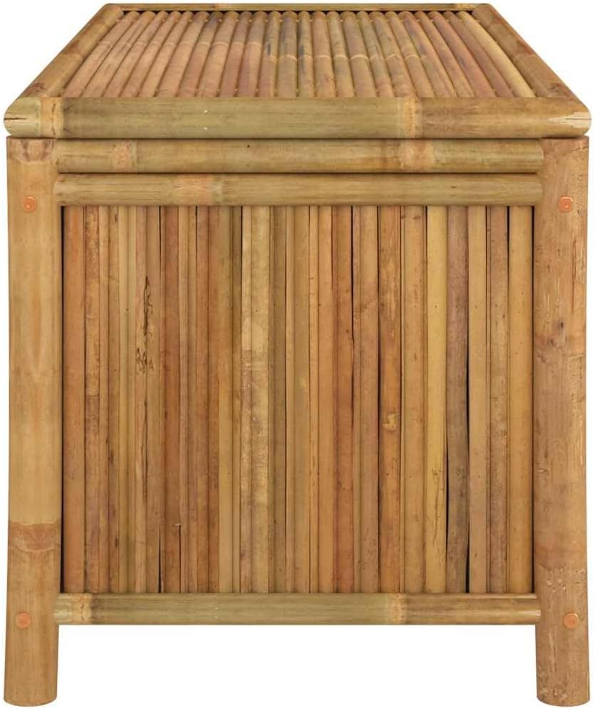 Bamboo Patio Storage Box 43.3x20.5x21.7 Inch Outdoor Storage Bench with Slatted Ventilation for Garden Tools and Cushions