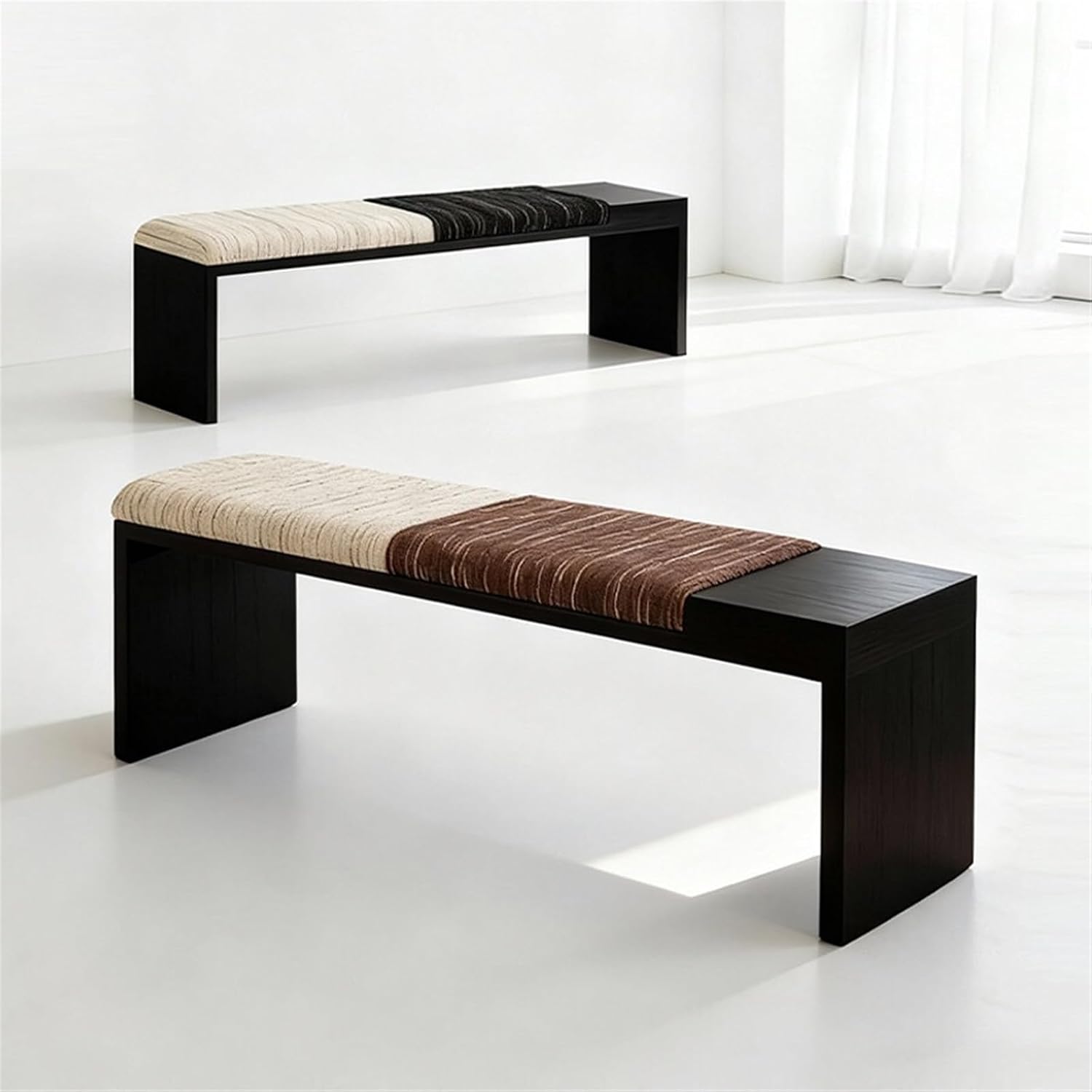 Modern Fabric Bench for Office Area Casual Dressing Room Bedroom Wooden Bed end Entryway(Small)