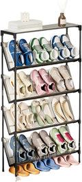 Space-Saving Angled Shoe Rack, 5/6-Tier Slim Entryway Organizer (5-Layer)