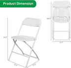 10pcs Folding Chair, Plastic Chairs with 330-Pound Capacity, Easy to Fold and Store Suitable for Indoor & Outdoor, Wedding, Party, Restaurant, Meeting Room, Patio and Garden, White