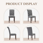 COLAMY Tufted Dining Chairs Set of 6, Parsons Dining Room Chairs Upholstered Fabric Diner Chair Stylish Kitchen Chairs with Solid Wood Legs and Padded Seat - Grey