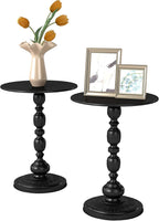 Set of 2 Vintage Small End Tables - Round Pedestal Side Table for Small Spaces, Perfect as Bedside Table for Living Room, Bedroom, Compact and Functional Vintage End Tables for Living Room