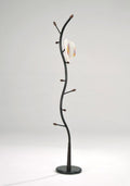 Legacy Decor Metal and Wood Hall Tree Coat Hat Rack Black with Walnut Color Accents | With Walnut Color Accents, Metal and Wood Construction, Hall Tree, Coat and Hat Rack, Entryway Storage