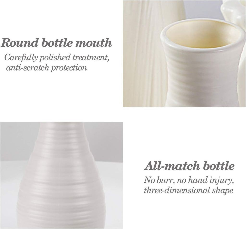 Unbreakable Vase for Flowers, Ceramic Look Plastic Vase for Home Decor, Living Room, Table (Seashell White)