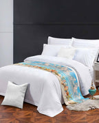Summer Beach Bed Runner Scarf Twin Size,Coastal Starfish Seashell Conch Brown Sand Luxury Bed Throw Runners & Scarves for Twin Full Queen King Foot of Bed,Bedroom Hotel Wedding Room Decoration,71"x20"