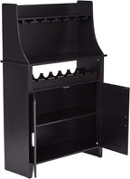 Kings Brand Furniture Wood Wine Rack Buffet & Storage Cabinet, Black, WR1345