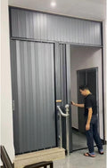 Customizable Large Foldable Door, Folding Room Divider Gate for Doorway/Attic/Balcony/Living Room, Lockable Pantry Doors with Frame