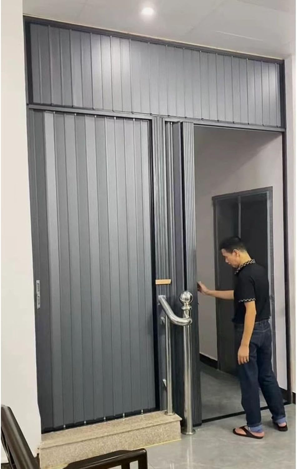 Customizable Large Foldable Door, Folding Room Divider Gate for Doorway/Attic/Balcony/Living Room, Lockable Pantry Doors with Frame