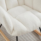 Glider Chair for Living Room Tufted Upholstered Teddy Fabric Rocking Chair with Metal Frame,Pink (Ivory + Teddy)