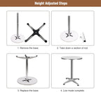 REDCAMP 24in Aluminum Folding Cocktail Table with Black Cover, Tall Round Bar Table Highboy Pub Table with Flip-Up Top for Parties Restaurant, 30" /45" Two Heights Adjustable