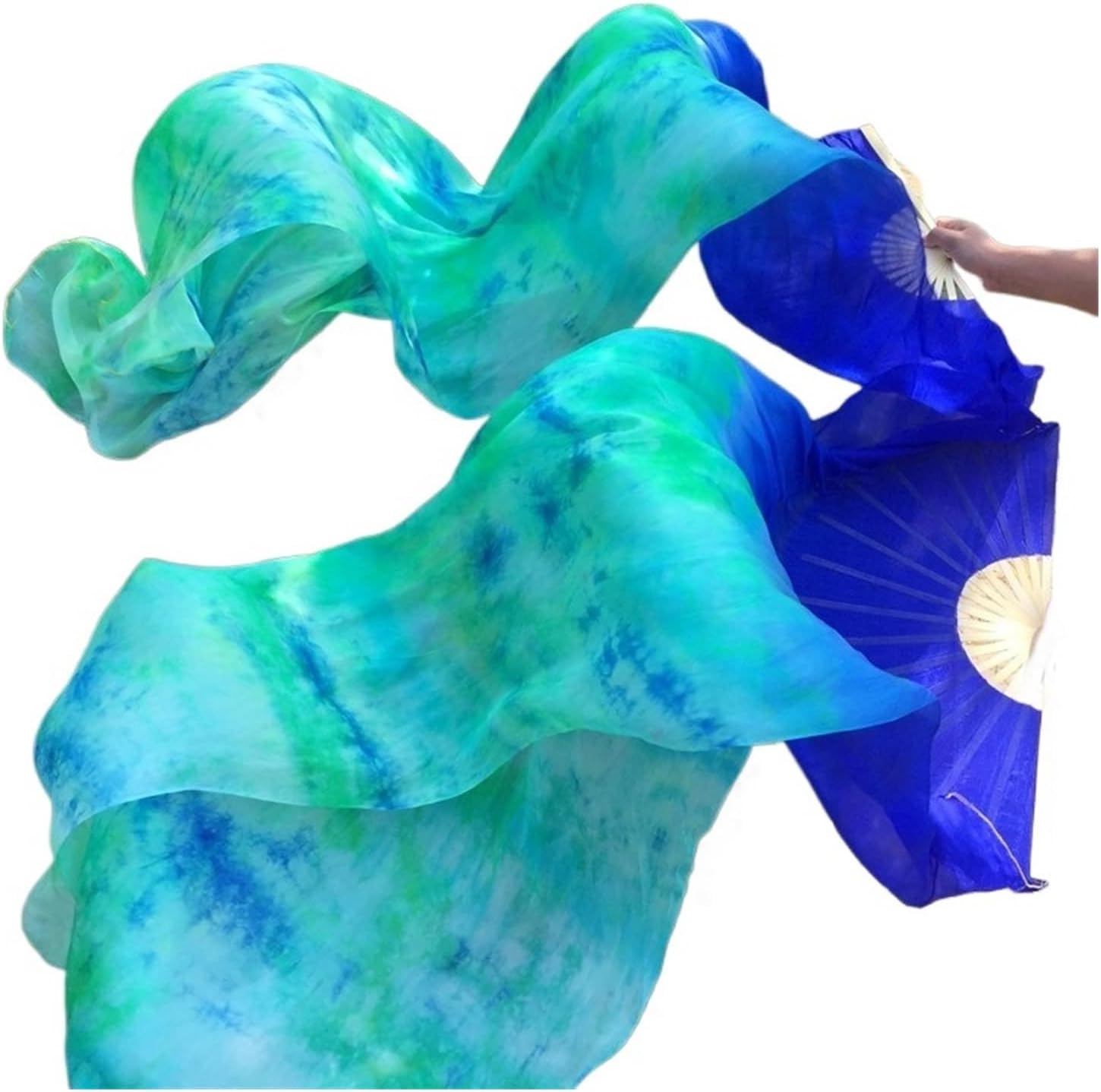 1pair Pure Natural Silk Fan Veils For Belly Dance Sexy 180cm Long For Dancer Show On The Stage