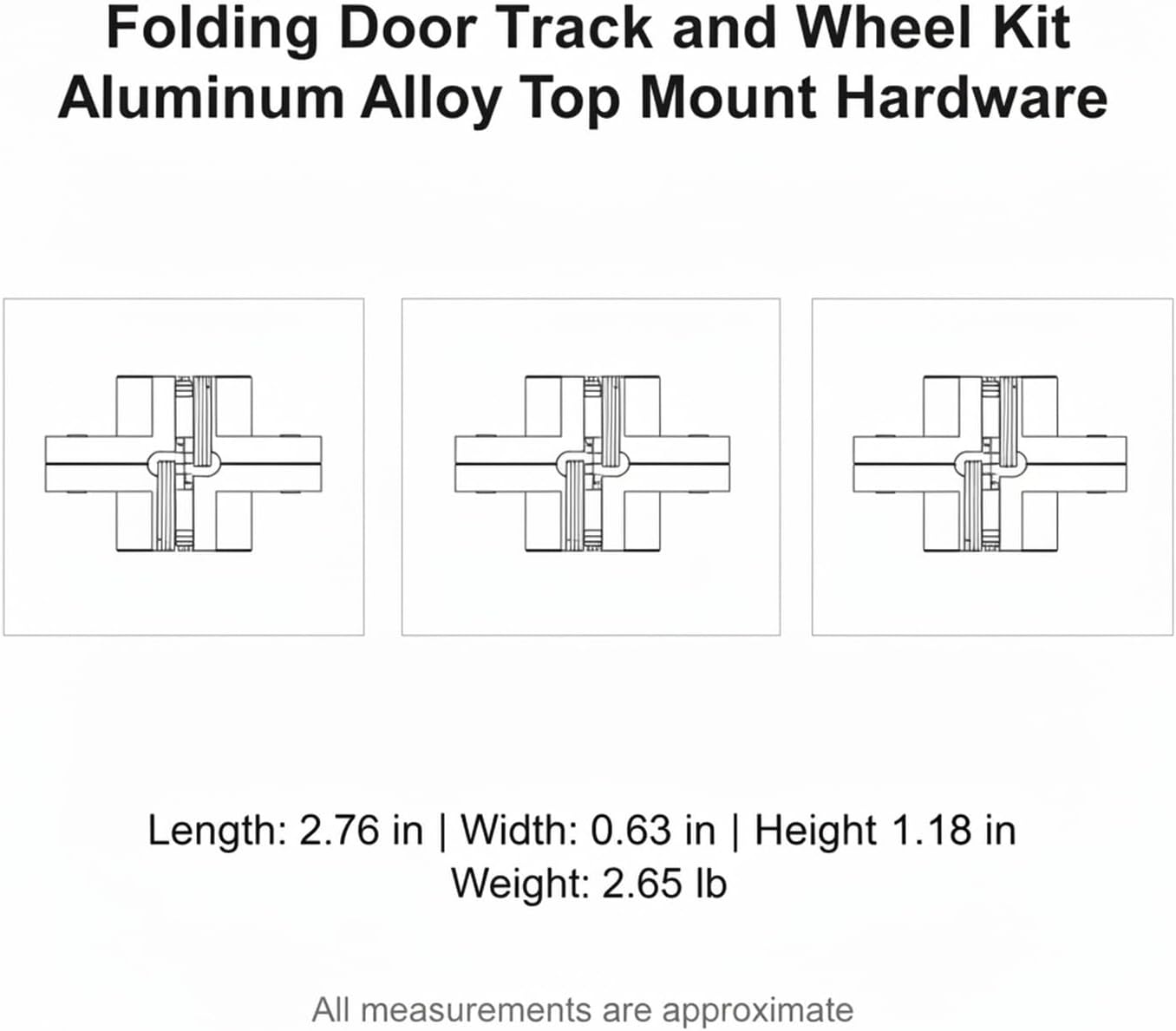 Aluminum Alloy Bi-Fold Door Track and Wheel Kit, Top Mount Hardware for Closet Doors & Room Dividers, Silver Finish Replacement Set