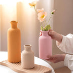 Domensi Modern Ceramic Vase Set of 3 Pink Orange Boho Vases for Home Farmhouse Rustic Decorative Bottles for Living Room Bedroom Shelf Table Bookshelf Entryway Decoration Housewarming Gift