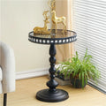 Black Round Side Table, Modern Metal Pedestal Drink Table, Metal Small End Table, Vintage Coffee Drink Cocktail Table, Accent Table for Small Spaces, Creative Nightstand(Black)