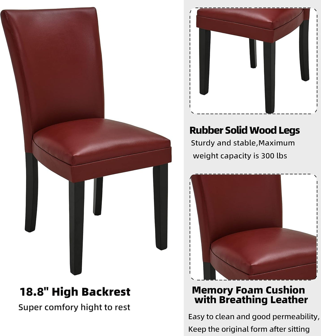 Solid Wood Dining Chairs Set of 4 with UP High Back, Modern Classic Kitchen Chairs with Upholstered Seat, Holds 300 Lbs,Easy Assembly for Dining Room, Home Office Red CY1331RD