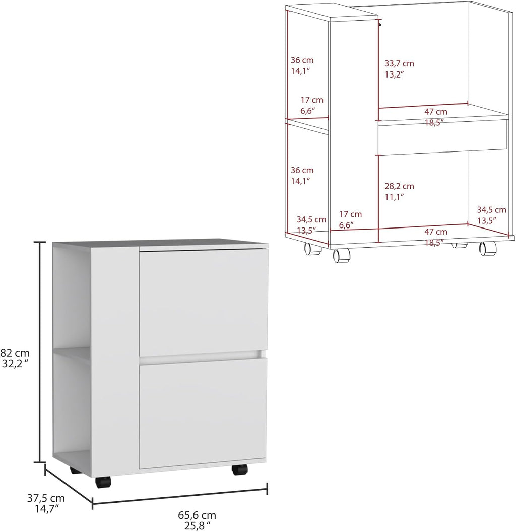 Pantry Cart Two Pull-Down Door Cabinets and Two Open Shelves, Storage Locker for Kitchen Dining Room,for Kitchen Home