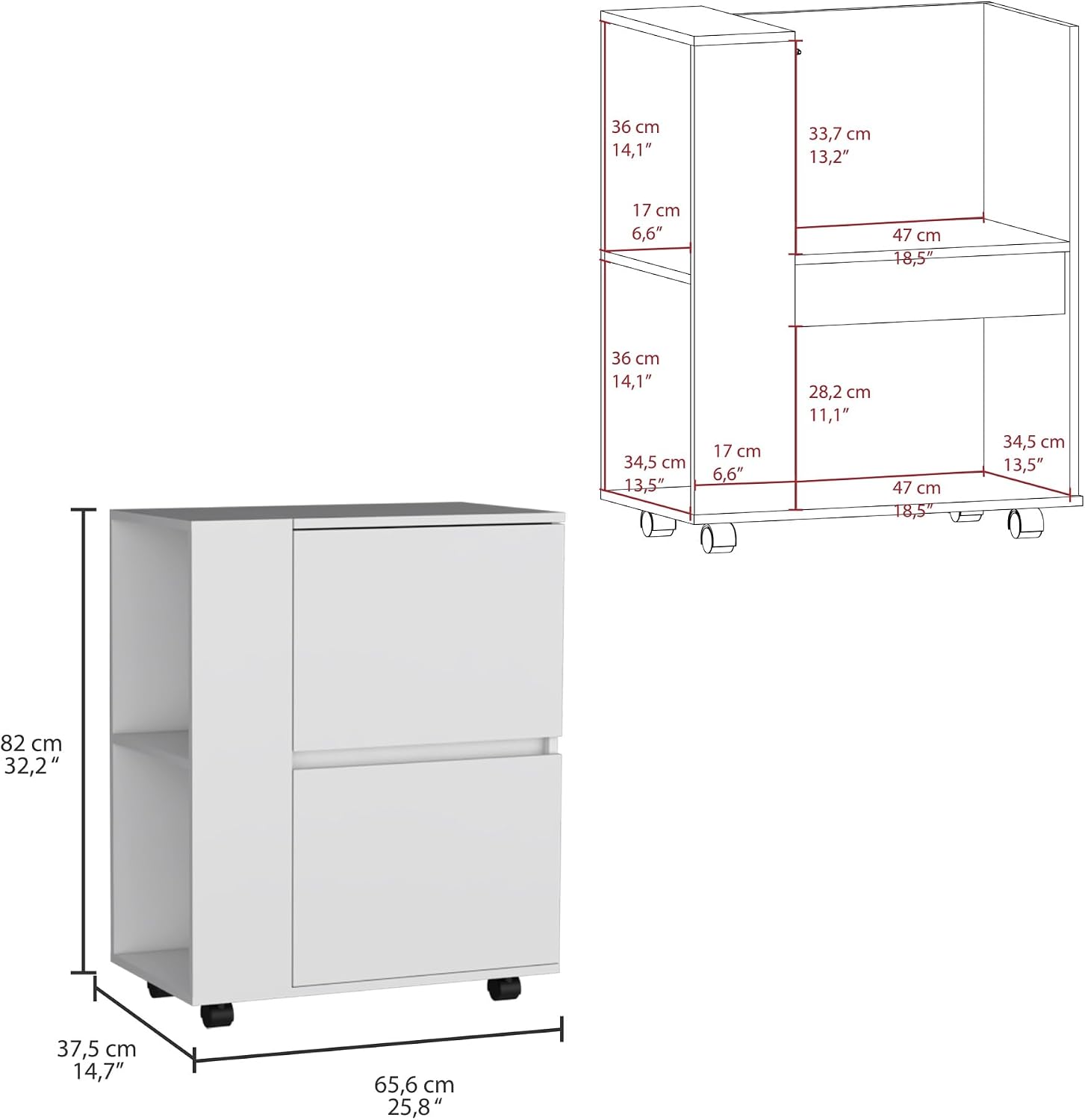 Pantry Cart Two Pull-Down Door Cabinets and Two Open Shelves, Storage Locker for Kitchen Dining Room,for Kitchen Home