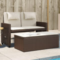Garden Bench Brown, Cream White,Reclining Garden Bench with Adjustable Armrests & Luxurious Cushions Brown Poly Rattan Outdoor Seating for or Terrace Patio Furniture