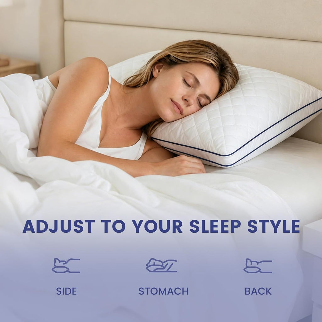 DOWNSTORIA Shredded Memory Foam Pillows Queen Size Set of 2, Medium Firm Bed Pillow for Sleeping, Soft Memory Foam Queen Pillows 2 Pack for Side and Back Sleepers with Gusset(20"x30")