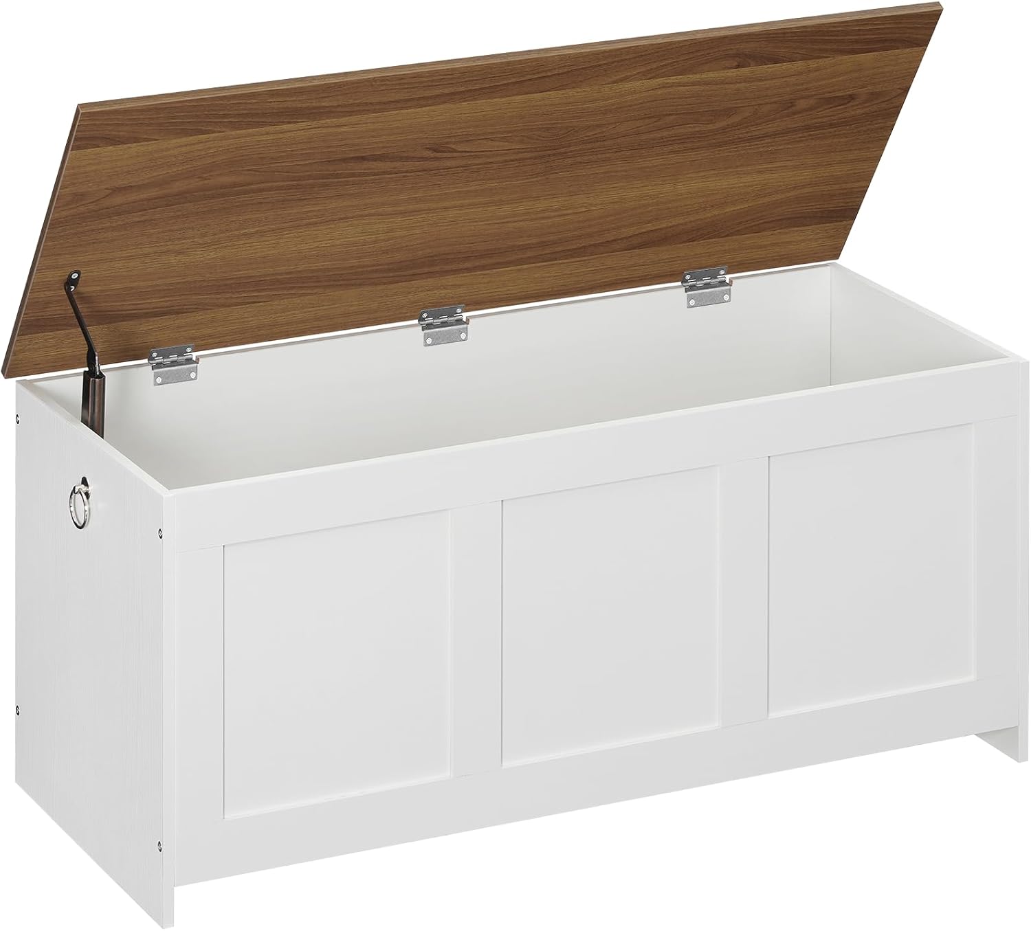 HOOBRO Storage Bench, 39.3" Retro Wooden Storage Chest, Wooden Storage Trunk, Toy Chest with Lift Top, Multifunctional Entryway Organizer, for Entryway, Living Room, White and Walnut WH141CW01G1