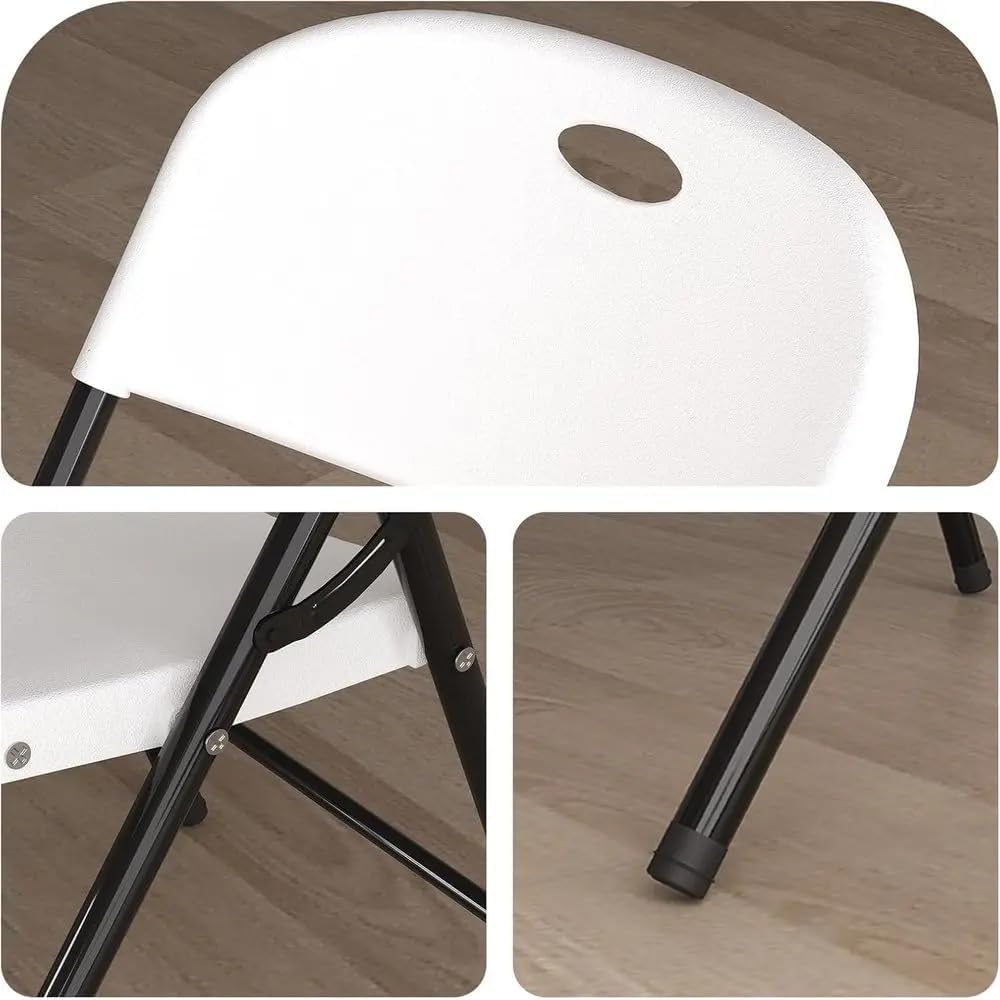 6 Pack Plastic Folding Chairs Light Weight, Ergonomic Portable Chair Backrest, Triangular Steel Frame Floor Protector Legs, 350lbs Capacity Heavy Duty Resin Material for Party, Dinner, Classrooms