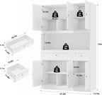 BOTLOG 72" Kitchen Pantry Cabinet, Kitchen Hutch with Microwave Stand, Buffet Cabinet with Hutch for Dining Room, White