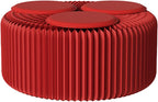 Pop Up Craft Paper Stool - Kraft Paper Material Portable Folding Stool - Honeycomb Design Strong Load-Bearing Capacity - Bench Various Shapes - Fashion Paper Design,Red,H:30CM/12IN/3 Seats