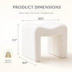Wimarsbon Vanity Stool Chair, Modern Teddy Velvet Ottoman Footrest, Sofa Bench Footstool Extra Seat, Home Decor for Makeup Room, Living Room, Entryway, Office (M Shaped White)