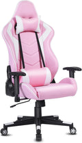 High-Back Swivel Gaming Chair Recliner Racing Style Ergonomic Office Desk Reclining Chair with Headrest and Lumbar Support, Pink White